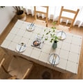 Miniatyrbilde 7 av 11: Duske Cotton Linen Ensfarget Rutete Støvtett Duk Rektangulær Duk Red 140*240cm