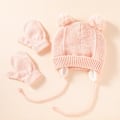 Miniatyrbild 7 av 11: Söt Stickad Pom Pom Baby Mössa Handskar Set Tjock Varm Flicka/Pojke Mössa Handskar Beanie Vinter Öron Varma Barn Mössa Baby Bonnet Muts NavyGlovesHat