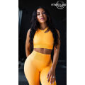 Pikkukuva 1 / 8: Joogasetti Crop Top Rintaliivit Shortsit Leggingsit Treenausasu Aktiivinen Kuntoilu Kuntosalivaatteet Orange Long Set L