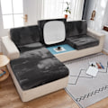 Miniatyrbild 1 av 11: Tjockt Sammet Sofföverdrag Enfärgat Soffkuddsöverdrag Elastiskt Överdrag Allomfattande Sofföverdrag Matsal dark grey enlarge size-65-95