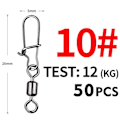 Miniatyrbilde 8 av 11: Fishhook 50 stk. Gjeddefiske Tilbehør Koblingsstift Lager Rullende Svivel Rustfritt Stål Snap Fiskekrok Lokkesvivler Utstyr Size1 41mm 30kg