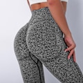 Miniatyrbild 5 av 11: Europeiska och amerikanska sömlösa stickade sexiga rumplyftande andningsbara smiley-ansikte yogabyxor sport löpning fitnessbyxor för kvinnor 6231 trousers-purple M