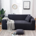 Miniatyrbillede 6 af 11: Ensfarvet Fire Sæsoner Universal Sofabetræk Nordisk Moderigtigt Strikket Strækbart Altomfattende Sofabetræk Støvtæt Sofahynde Sapphire blue M [double length within 145-185cm]]