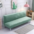 Miniatyrbilde 5 av 11: Plysjstoff Fold Armløs Sovesofa Trekk Sammenleggbart setetrekk Tykkere trekk Benk Sofabeskyttelse Elastisk Futon Trekk vinter Black S Size
