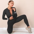 Miniatyrbillede 5 af 8: Europæisk og amerikansk langærmet yoga træningsdragt med lynlås, åndbare skinny løbebukser, fitness tøj, todelt damesæt 6239 long sleeve trousers suit-khaki M