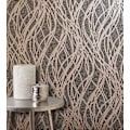 Miniatyrbilde 2 av 4: Svart Rosegull Bånd Stripe Bølge Glitter Metallisk Vinyl Tapet Preget