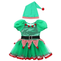 Miniatyrbild 5 av 7: Flickor Paljett Tutu Julklänning Tomtens Alv Kostym Småbarn Grön Festlig Balett Dansdräkt Fancy Party Klänning White
