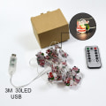 Miniatyrbilde 1 av 5: 3M 30LED Julenissen Snømann LED Lyslenke USB Eventyrlys Juletre Dekor Ornamenter Nyttår 2023 Gaver Default Title