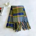 Miniatyrbild 2 av 2: Koreansk Samma Design som Designer Ader Stitching Cashmere Pläd Scarf Unisex Vinter Varm Haklapp Sjal Mustard green plaid 184*49cm