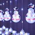 Miniatyrbillede 5 af 8: Julemåne Dekorativ Lys Gummiledning Gardin Lys Farvet Lys Butik Julestemning Layout Vandtæt Lyskæde Color Snowman snowflake