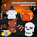 Miniatyrbillede 2 af 8: Glædelig Halloween Græskar Lysende Hytte Klods Sæt Kreative Græskar Spøgelser Festhuse Model Byggeklodser Børn Drenge Legetøj Gaver Four sets with box