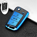 Miniatyrbillede 11 af 11: Kampagne Læder TPU Bil Nøgle Etui Cover Fob Til Polo Tiguan Passat Golf MK Jetta Skoda Kodiaq Superb Octavia Seat A Style red