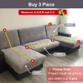 Miniatyrbild 3 av 11: Elastiskt Stretch Sofföverdrag 1/2/3/4 Sits Sofföverdrag Universal Soffor Vardagsrum Sektionssoffa L-formad Överdrag 009 3-seater(190-230cm)