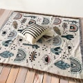 Miniatyrbild 9 av 11: Boho Sofffilt Stickad Bomull Sofföverdrag Demonöga Viktad Tapet Bohemisk Tofs Boho Väggdeko Picknickfilt Filtar P 130x160cm