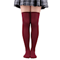 Pikkukuva 3 / 11: Naisten pitkät sukat syksy talvi korkeat sukat tytöille sopivat kaikkeen polven yli sukat esiintymisasut cosplay lämpimät wine red One Size