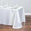 Miniatyrbilde 1 av 3: Bryllup Sateng Duk Bankett Spisebord Dekor Hvit Enkel Duk Bursdagsfest Arrangementer Utendørs Bordduk White 145x366cm