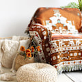 Miniatyrbillede 2 af 11: Nordisk Plaider til Seng Sofabetræk Stueindretning Sofaplaid Fritid Sengetæppe Udendørs Camping Picnic Måtte Boho Tapestry XT2022-2 130X160cm
