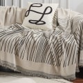 Miniatyrbillede 3 af 7: Universal dobbeltsidet chenille nordisk skridsikker fuldt dækket universal sofabetræk Coffee color line cover cloth 180*230