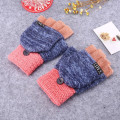 Miniatyrbilde 8 av 11: 2020 Vinter Varme Tykke Ullhansker Strikkede Flip Fingerløse Eksponerte Finger Tykke Hansker Uten Fingre Votter Dame A-Light grey One size