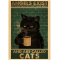 Miniatyrbild 4 av 11: Söt Tecknad Svart Katt Kraftpapper Poster Affischer Väggkonst Målning Heminredning Bilder Vintage Roliga Husdjur Väggdekaler 42X30cm 74754
