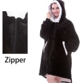 Miniatyrbilde 1 av 11: Oversized Hettegensere Sweatshirt Dame Vinter Hettegensere Fleece Giant TV-teppe med Ermer Pullover Oversize Dame Hettegenser Sweatshirts Zip Black One Size
