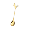 Pikkukuva 1 / 8: Kahvi Jälkiruokalusikka Ruostumattomasta Teräksestä Hirvilusikka Joulu Uuden Vuoden Lahja 304 titanium elk spoon