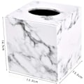 Miniatyrbild 5 av 5: 1PCS Marmor Servettbehållare - Läder Kub Kvadrat Servettbehållare White Marble