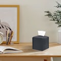 Miniatyrbillede 5 af 5: Vævæskeskrin Cover, Sort Vævæskeskrin Holder, Moderne PU Læder Kvadratisk Vævæskeskrin, Delikat Dekoration Vævæskeskrin Organizer