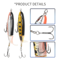 Miniatyrbilde 5 av 5: 6 stk med eske 100mm 13g flytende popper fiske lokke kunstig hard agn wobbler roterende hale fisk