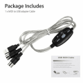 Miniatyrbild 3 av 5: USB IN-OUT MIDI-kabelkonverter PC till musiktangentadapter Co Svart En storlek