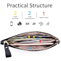 Miniatyrbilde 3 av 6: Håndleddsveske for kvinner, RFID-blokkerende Clutch-vesker for kvinner, ekte lærhåndvesker for kvinner med håndleddsstropp og glidelåslomme for mynter Black
