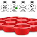 Miniatyrbilde 2 av 5: Muffinsform i Silikon med 12 Hull | Non-Stick Cupcake Former for Baking | Ideell Gave til Bakere | Hjemmelaget Matlagingstilbehør | Rød Red
