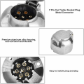 Miniatyrbillede 3 af 5: -trailer Adapter, 7 Pin Bil Trailer Stik Adapter Sølv Metal Connector Til 12v Campingvogn Trækstang Bugsering