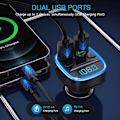 Miniatyrbillede 3 af 7: Bluetooth FM-sender til bil - Universal billader med dobbelt USB-opladning - Black