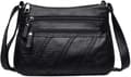 Vattenmjuka PU-läderväskor och axelväskor för kvinnor Crossbody-väska Cross Body Messenger-väskor Black T2