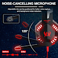 Miniatyrbillede 4 af 5: G2000 Gaming Headset, Surround Stereo Gaming Hovedtelefoner med Støjreducerende Mikrofon, til PS5, PS4, Xbox One, Nintendo Switch, PC Mac Computerspil-Rød
