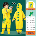Miniatyrbillede 1 af 5: 1-12 år gammel tegneserie dinosaur vandtæt jumpsuit regnfrakke hætteklædte børn ét stykke regnfrakke tur børn regntøj dragt