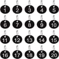 20-pack nummerbrickor runda numrerade nyckelringar