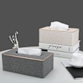 Miniatyrbild 6 av 7: Fodral för pappersnäsdukar i PU-läder, rektangulär förvaringsbox för hem eller kontor (pärlvitt) Pearl White