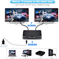 Miniatyrbillede 2 af 5: 4K@60HZ HDMI-splitter, HDMI-splitter 1 ind 2 ud med 3,9FT HDMI-kabel, HDMI2.0b-splitter til dobbelte skærme 【Kun dupliker/spejl skærme, ikke udvid】