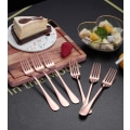 Miniatyrbild 5 av 5: Roséguld Matgaffel 6 Stycken, Rostfritt Stål 20,5 cm Gafflar Roséguld Titanplätering Bestick, Koppargafflar Set om 6