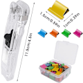 Miniatyrbillede 2 af 5: med 50 stk. små binderclips, bærbar håndholdt muslingeclipsdispenser i rustfrit stål, refill papirclips til hjem, skole og kontor