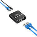 Miniatyrbilde 3 av 5: 1000 Mbps Ethernet-splitter 1 til 2 nettverkssvitsj Ethernet-svitsj RJ45 LAN Internett-splitter med USB C-strømkabel for datamaskin, hub, svitsj, ruter