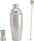3-delars barset i rostfritt stål, 710 ml shaker, blandningssked, jigger