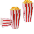 Miniatyrbilde 1 av 5: 50 stk popcornposer, små popcornbokser stripete papir popcornbokser papp godteribeholdere for fester, godteri, barn