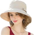 Solhatt för damer UV-skydd hatt bomull bred brätte sommar resehatt Khaki