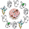 Miniatyrbilde 1 av 5: 10 stk justerbar strikkepinne heklet ring katteformet slangeformet åpen ring garn guide metall strikkefingerbøl justerbar flettet ring hekling tilbehør