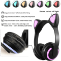 Miniatyrbilde 3 av 5: Trådløst Bluetooth-katteøre-headset med mikrofon 7-farget LED-lys blinkende på-øret stereo-headset