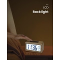 Miniatyrbild 5 av 5: Trä Sängbordsklocka med Stor LCD Bakgrundsbelyst Display, Temperatur, Snooze-funktion, Ljusstyrkesensor, 3 AAA Batteridriven【Batteri Ingår Inte】