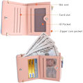 Miniatyrbild 4 av 6: Damplånbok, Liten Plånbok, Damväska, Myntplånbok, Korthållare i PU-Läder, Små Plånböcker, RFID-Blockering, Plånböcker för Kvinnor (Blå)